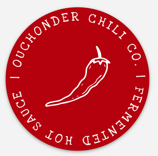 Red Ouchonder Logo Sticker 3"