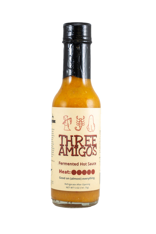 photo of Three Amigos Fermented Hot Sauce Product Label